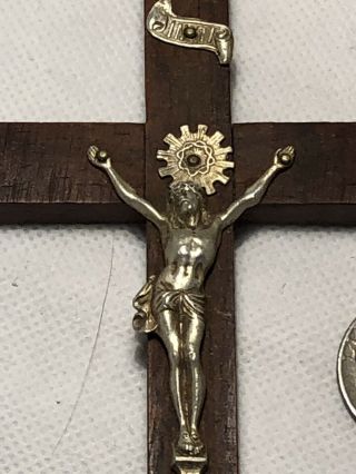 Vintage Wooden Crucifix With Skull And Bones 2