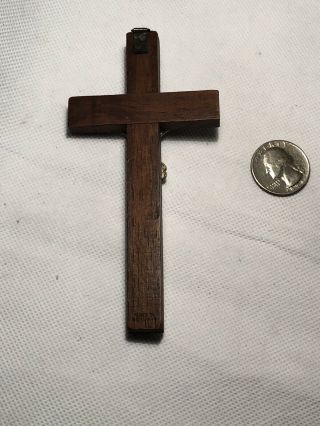 Vintage Wooden Crucifix With Skull And Bones 4