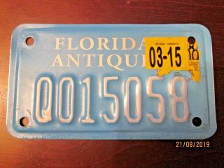 Florida Antique Motorcycle License Plate