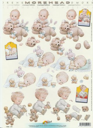Ruth Morehead Baby Teddy Toy Paper Die Cut Large Sheet 3d Decoupage Craft