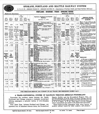 Spokane,  Portland & Seattle Ry system passenger time table,  January 11,  1953 4