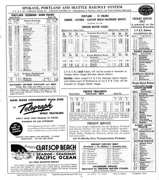 Spokane,  Portland & Seattle Ry system passenger time table,  January 11,  1953 5