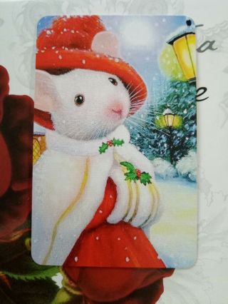 Playing Swap Card Mouse Or Rat At Christmas In The Snow Playing Back Card