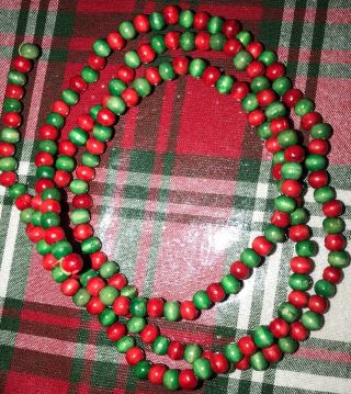 Miniature (1/4”) Red And Green Wooden Bead Garland (3 Ft).