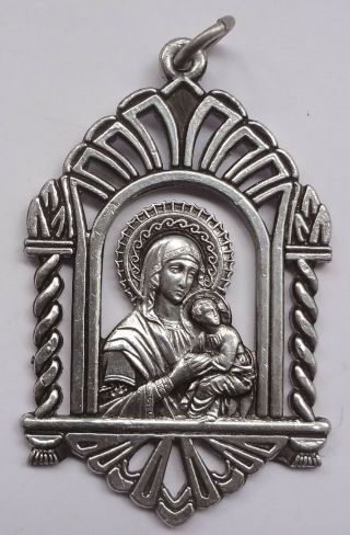 Virgin MARY JESUS Vintage Greek Orthodox Metal Pendant Charm 2