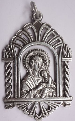 Virgin MARY JESUS Vintage Greek Orthodox Metal Pendant Charm 5