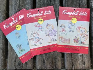 Campbell Kids Embroidery Transfer Three Patterns 4101,  403,  4105 Vogart Crafts