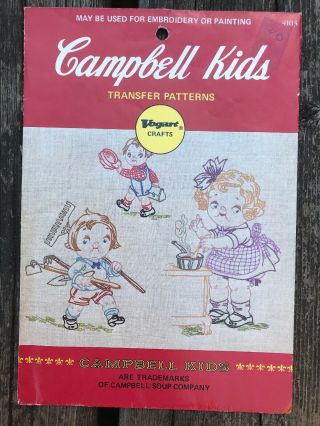Campbell Kids Embroidery Transfer Three Patterns 4101,  403,  4105 Vogart Crafts 5