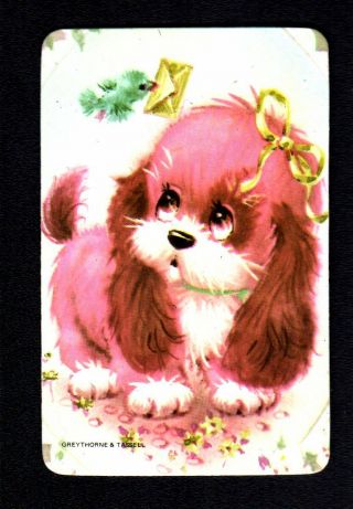 Vintage Swap Card - Cute Pink Dog (blank Back)