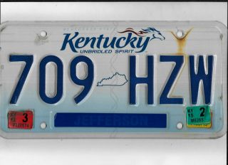 Kentucky Passenger 2015 License Plate " 709 Hzw "
