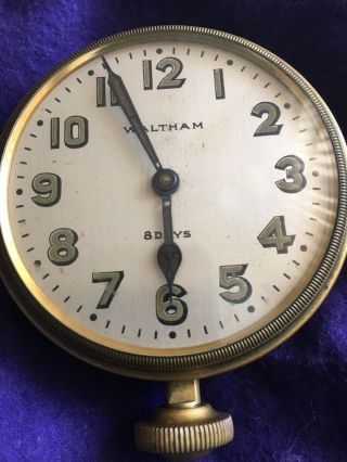 Antique Waltham 8 Day Clock Brass Watch And Runs