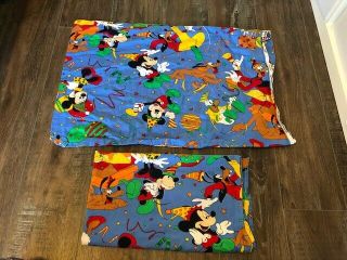 Vintage Disney Mickey Mouse And Friends Birthday Party Fabric And Pillow Case