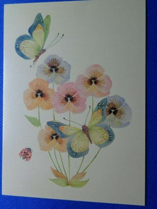 Postcard,  Flowers / Butterflys,