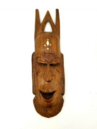 Vintage African Hand Carved Wooden Tribal Face Warrior Mask Ethnic Tribal Wood