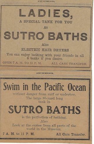 Sutro Baths San Francisco California News Ads 1912