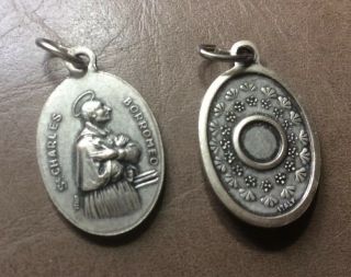 Vintage St.  Charles Borromeo Religious Medal Catholic Devotional Medal