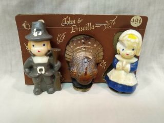 Vintage Gurley Candle Pilgrims & Turkey Set - Unburned