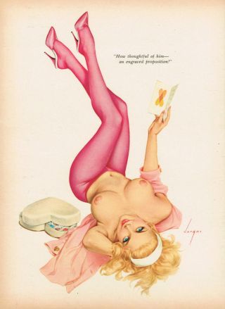 Vargas Playboy Pin Up February 1965 Vintage Laminated Art