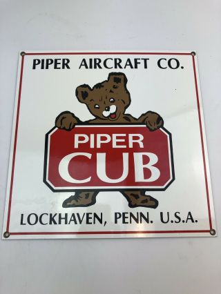 Piper Air Craft Co.  Piper Cub,  Lock Haven Penn U.  S.  A.  Porcelain Sign