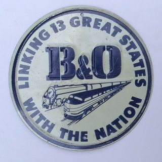 Vintage 1950s B&o Baltimore Ohio Railroad Small Tin Sign Post Cereal Train Metal