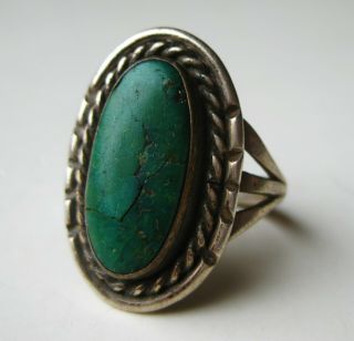Vtg Navajo Indian Sterling Pawn Silver Turquoise Ring Size 7
