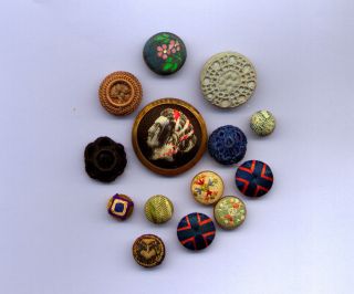 (20) (vintage,  Antique Fabric Buttons 1800 To 1930 