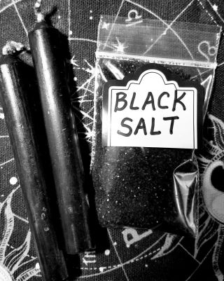 Black Salt,  Chime Candles Wicca Witch Spell Banishing Witch 