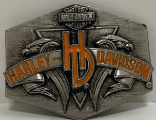 Vintage 1992 Harley Davidson Motorcycles Authentic Metal Belt Buckle Usa Rare