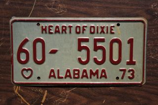 1973 Alabama Passenger License Plate - 2