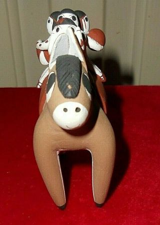 NATIVE AMERICAN DONKEY WITH 5 CHILDREN STORY TELLER POTTERY HOPI PUEBLO 2