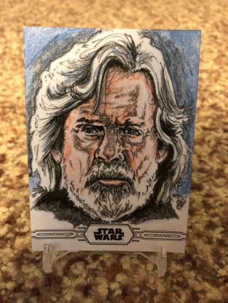 Topps Star Wars Chrome Legacy 2019 Sketch Card 1/1 Jason Queen Old Man Luke
