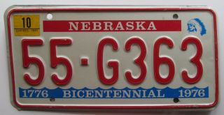 Nebraska 1981 Thurston County Bicentennial License Plate 55 - G363