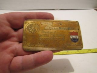 Vintage 1946 United Airlines 100,  000 Mile Club Frequent Flyer Member Brass Card