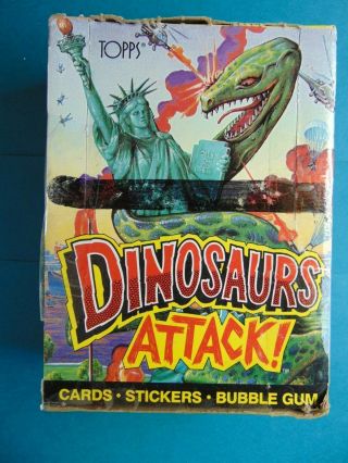 1988 Topps Dinosaurs Attack Full Wax Box With 48 Packs Of Trading Cards & Gum