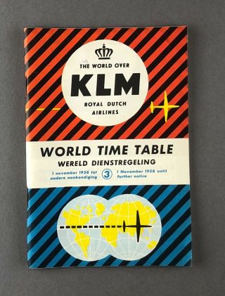 Klm Royal Dutch Airlines World Timetable November 1958 K.  L.  M.  Route Maps