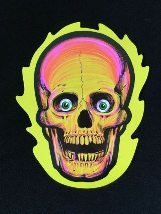 Halloween Diecut Beistle Paper Decoration Vtg 1973 Green Eyed Skull