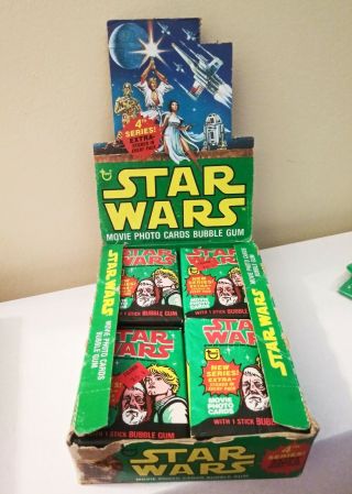 Star Wars Topps Green Series Four Wax Pack Right Out Of Wax Box 1977