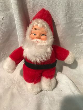 Vintage 8” Plush Santa Clause Brechner Plush Toy Co Ny Made Korea Rubber Face