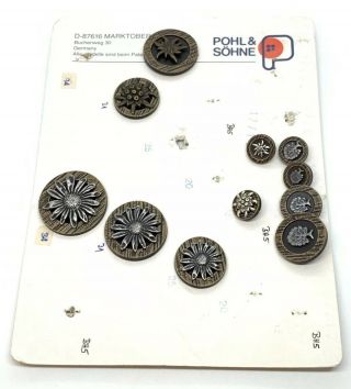 Pohl & Sohne Vintage Salesman Sample Carded Buttons Germany Floral