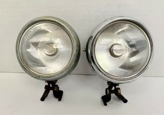 2 Vintage MILLER Bullet - Style Generator?BICYCLE Headlamps/HEADLIGHTS With Clamps 3