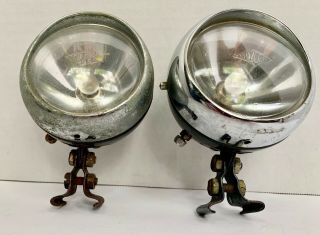 2 Vintage MILLER Bullet - Style Generator?BICYCLE Headlamps/HEADLIGHTS With Clamps 4