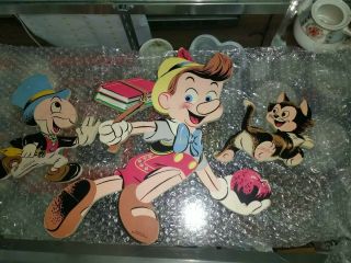 Vintage Pinocchio & Jiminy Cricket Wall Decor,  Walt Disney 1951