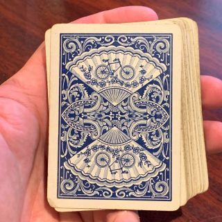 Vintage Bicycle Fan Back Playing Cards 808 Blue C.  1900s