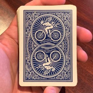 Vintage Bicycle Cupid Back Playing Cards 808 Blue C.  1900s