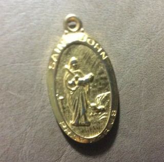 Vintage St.  John Goldtone Religious Medal Catholic Devotional Medal