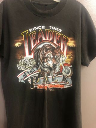 Harley Davidson Leader Of The Pack 3d Emblem 1990 Tshirt