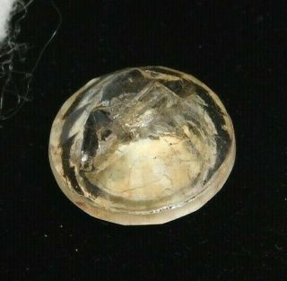 SMALL Antique Vintage BUTTON Vibrant Red Inlay in Faceted Clear Glass A13 3