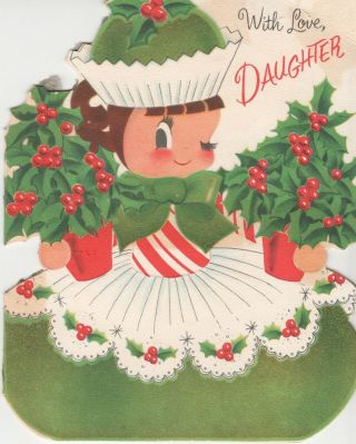 Vintage Norcross Candy Daughter Christmas Rare Htf Card Mica Glitter