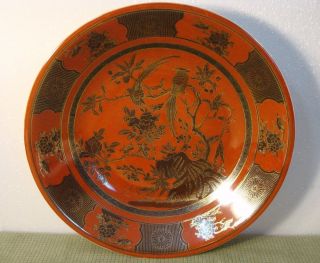 Vintage Macau Asian Hand Painted Large 14 1/8 " Porcelain Bowl Birds And Flowers