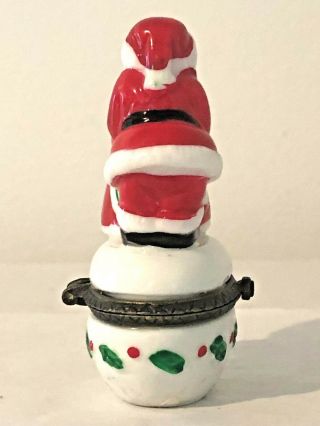 Vintage SANTA & MRS.  CLAUS Christmas KISSING Porcelain Brass GIFTCO Trinket Box 2